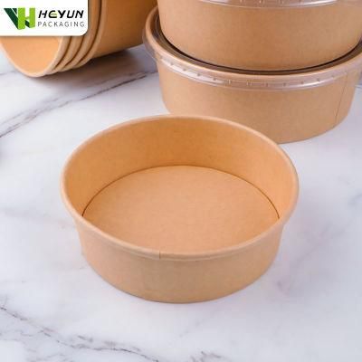 Disposable Biodegradable Takeaway White Kraft Salad Paper Bowl