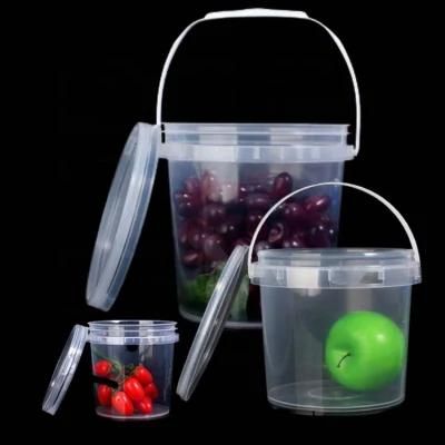 Round Clear PP Plastic Buckets with Lids