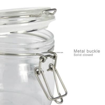 Wholesale 500ml 1000ml Clear Glass Jar with Metal Clip