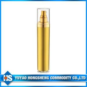 Hs-018 50ml All Gold Plastic Airless Pump Bottle with PP Cover