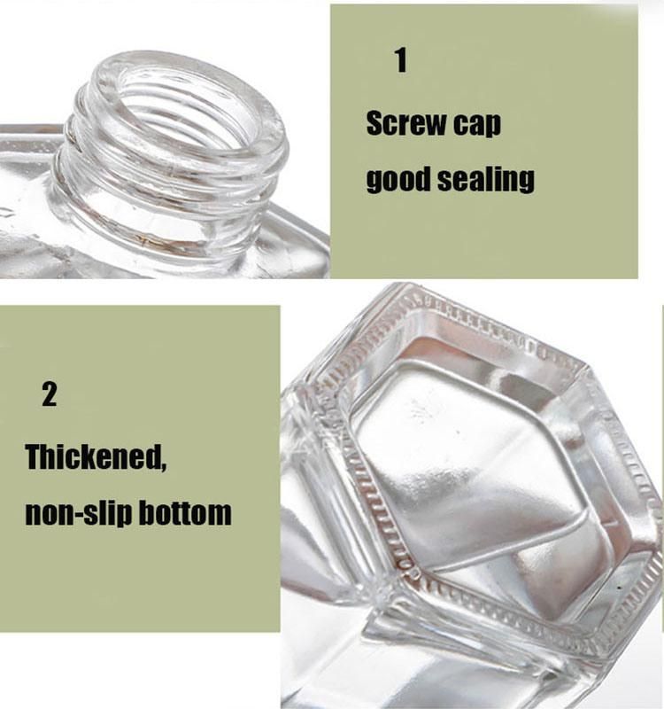 100ml Hexagon Shape Reed Diffuser Glass Bottle with Lids