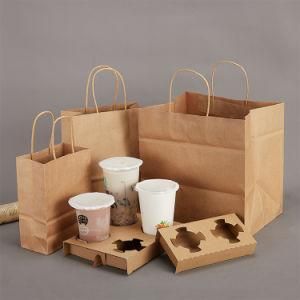 Marble Custom Logo Printed Pink Grocery Tea Party Paper Bags Brown