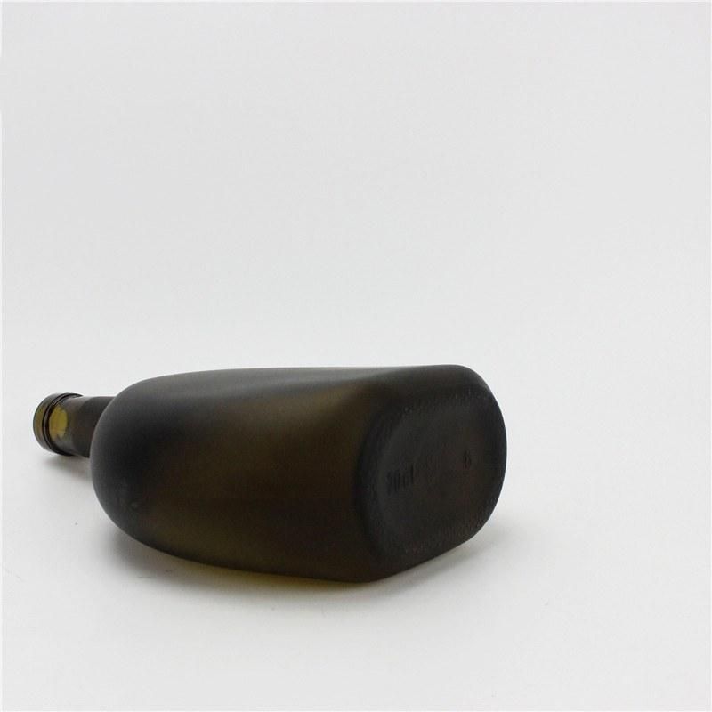 Custom Empty Unique Shape 700ml 750ml Black Spirits Brandy Liquor Glass Bottle