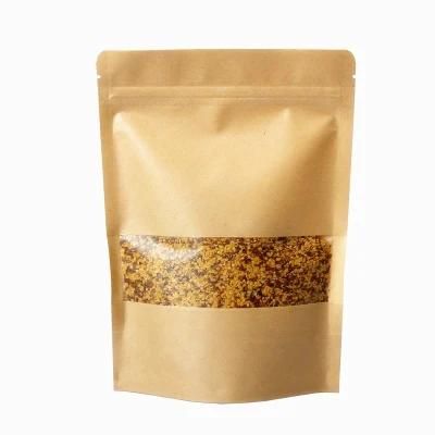 Food Packaging Zip Window Ecological Brown Kraft Paper Bags