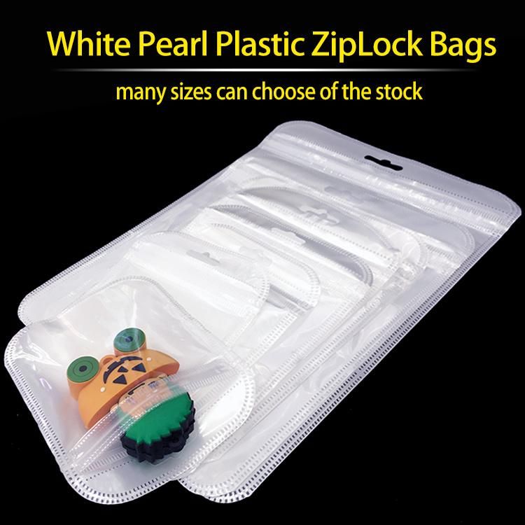 Phone Case Packaging Bag White Pearl Plastic Zipper Bag