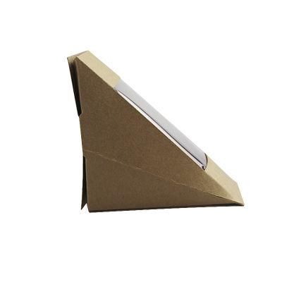 Custom Disposable Compostable Sandwich Food Wedge Brown Natural Kraft Cardboard Paper Box