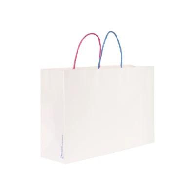 White Large Gift Paper Bag with Colorful String for Packing and Shipping