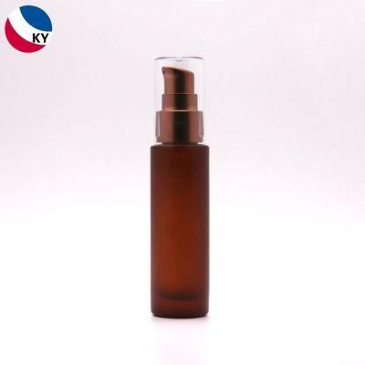 Frosted Container Thick Glass Matte Yellow Bottle 30ml Oil Pump Bottle