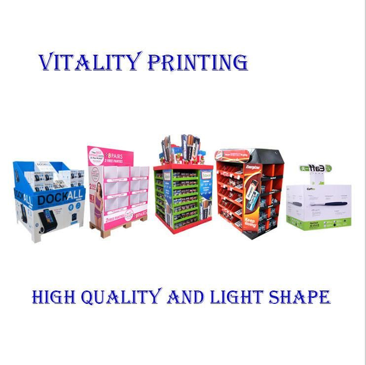 Custom Cardboard Promotion Table Coffee Display Stand Paper Rack, Pop-up Cardboard Display Shelf Shipper Display Corrugated Paper Shelf Floor Display for Store