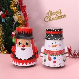 High Quality Santa Snowman Shaped Cookies Tin Box for Christmas Gift