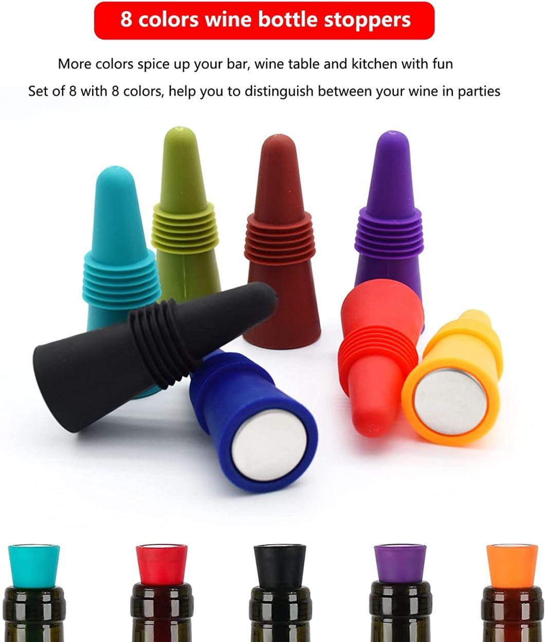 Wine Stoppers Beverage Bottle Sealer Soft Silicone Wine Bottle Stoppers Corks with Grip Top for Keeping Wine Champagne Fresh