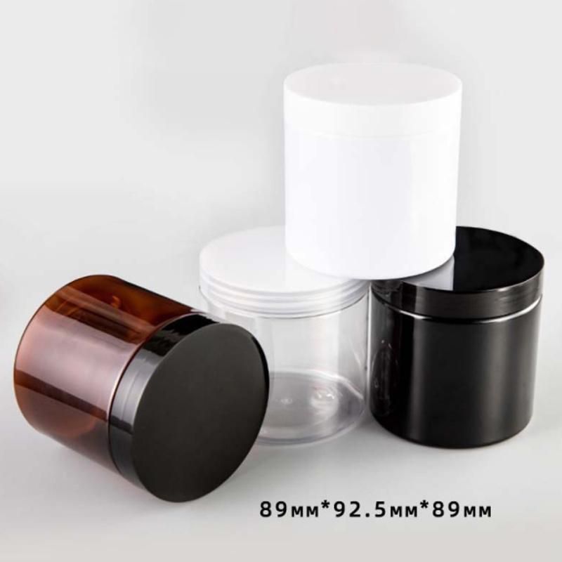 in Stock 500ml 17oz Amber Clear Cosmetic Cream Jar Wholesale Pet Face Bodybutter Containers Plastic Empty Jar with Lids