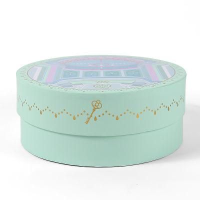 Big Size Luxury Printed Oval Gift Box Packaging Cosmetics Paper Tube with Ribbon Handle
