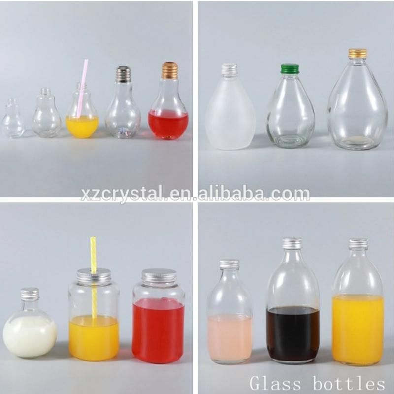 Wholesale Custom 350ml 500ml Juice Beverage Milk Glass Bottle Bottles with Metal Caps
