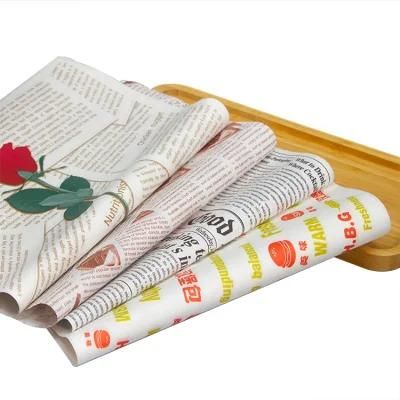 Sandwich Hamburger Wrappers Oil Resistant Fast Food Wrapping Paper Food Packaging Printed Greaseproof Paper