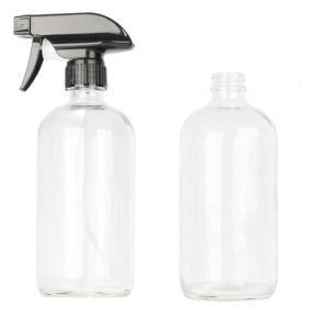 Clear Amber Glass Spray Bottles with Trigger Spray Top Refillable Sprayer for Essential Oil Cleaning Products