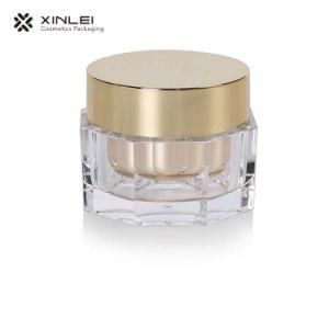 50g Acrylic Unique Shape Clear Jar with Gold Cap for Skincare