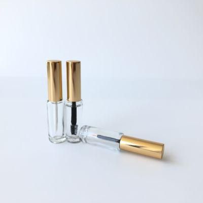 8ml 10ml Round Glass Bottle Eyelash Eyeliner Mascara Tube with Gold Cap