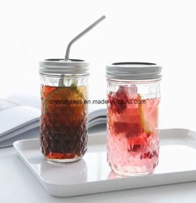 350ml Beverage Bottle Cold Extract Coffee Cup Mason Jar with Straw