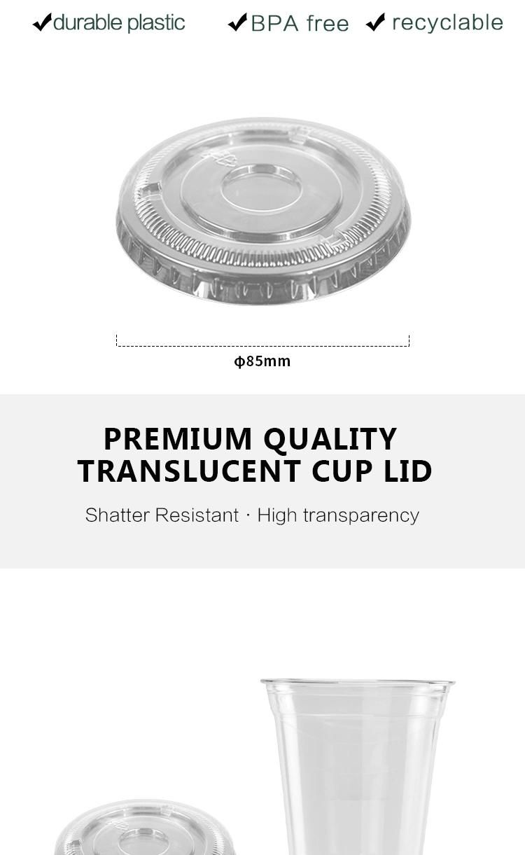 Disposable Plastic Tableware 85mm Diameter Pet Plastic Lid Transparent for Dessert