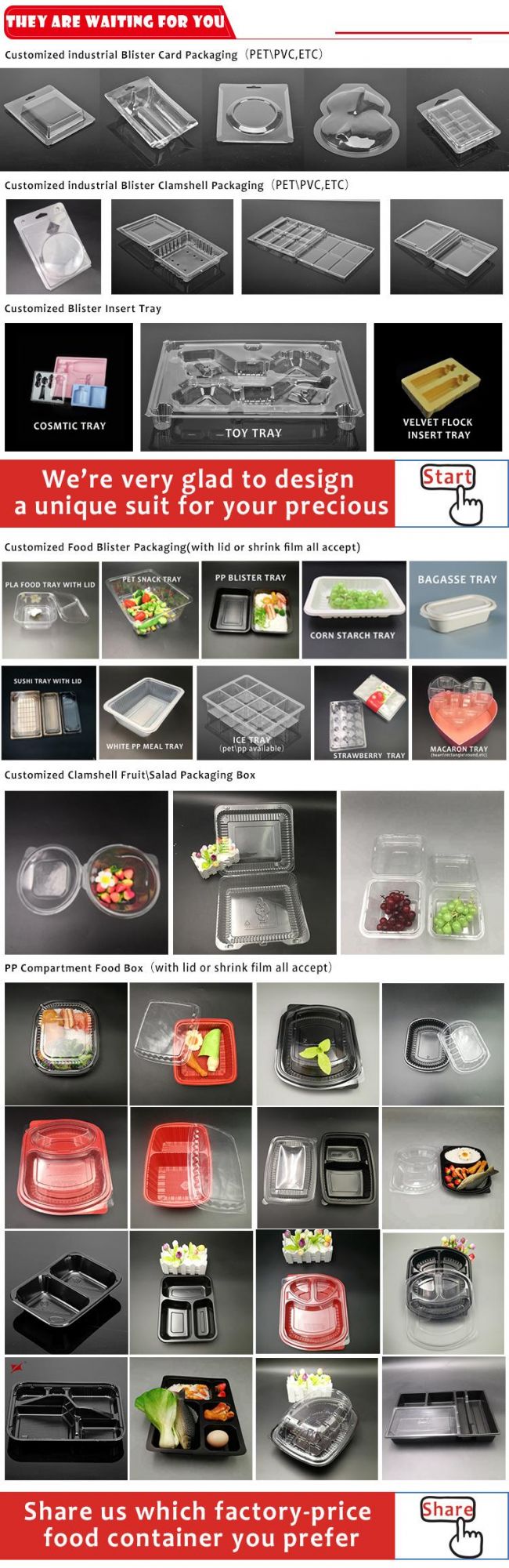 Rectangular Disposable Plastic Pet PVC Material Packaging Industrial Box Customized