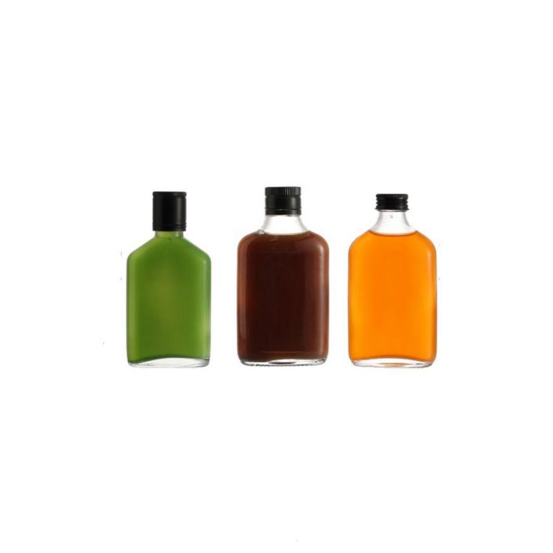 Matte Black 200ml Cold Brew Coffee Bottle Flat Drink Beverage Whiskey 200ml Matte Black Coffee Glass Bottle