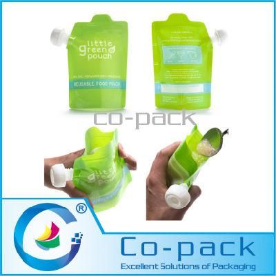 Reusable Stand up Baby Food Pouch with Spout