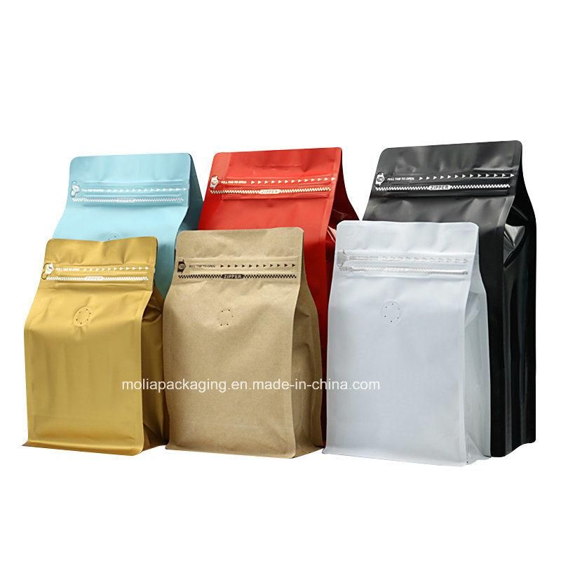Gold Aluminized Foil Window Flat Bottom Eight Side Seal Gusset Packaging Bag