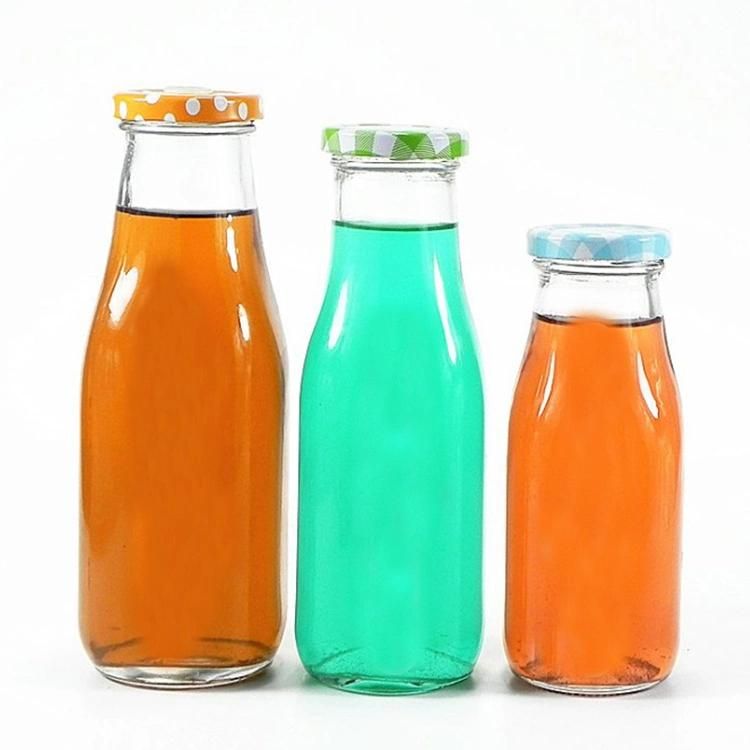 300ml Glass Milk Bottles Juice Beverage Fruit Milk Glass Bottles with Screw Cap