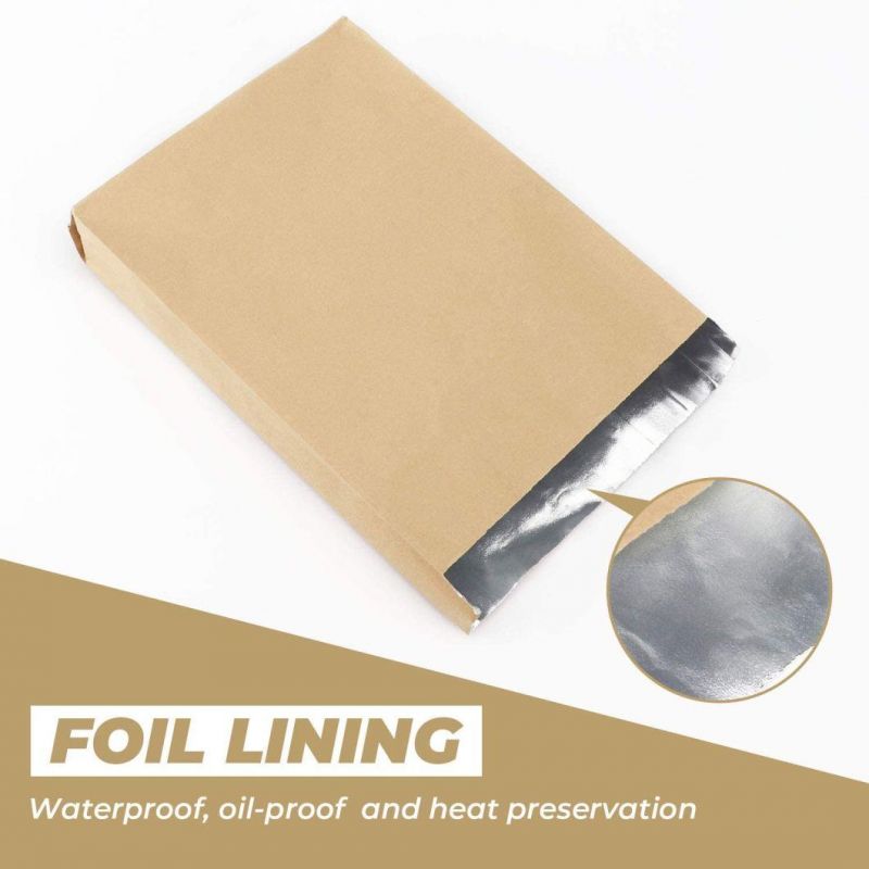 Aluminium Foil Lined Customized Hot Food Packaging Aluminium Foil Paper Takeaway Bags