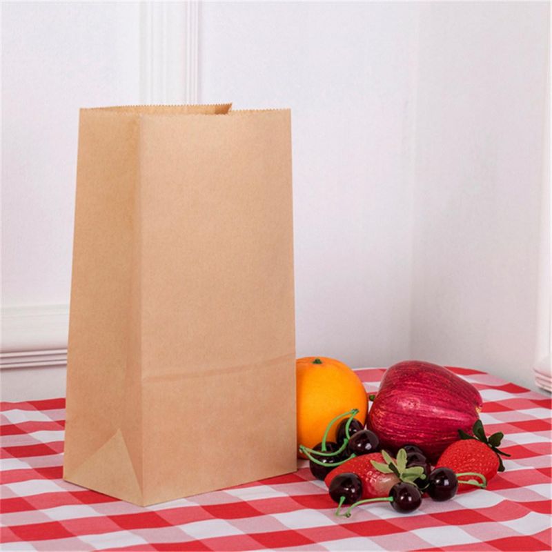 Square Bottom Paper Bag Food Grade Kraft Paper Bags-Food Delivery Paper Bags Paper Bag for Shopping Packaging Bag