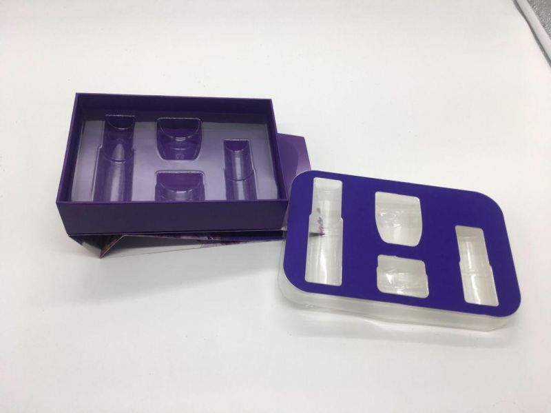 Custom Colored Gift Box Insert Vacuum Forming Blister Packaging Cosmetic Flocking Plastic Tray