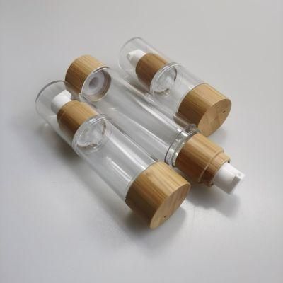 Eco-Friendly 15ml 30ml 50ml 100ml Hot Sale Plastic Dispenser Lotion Pump Airless Bottle with Bamboo Pump