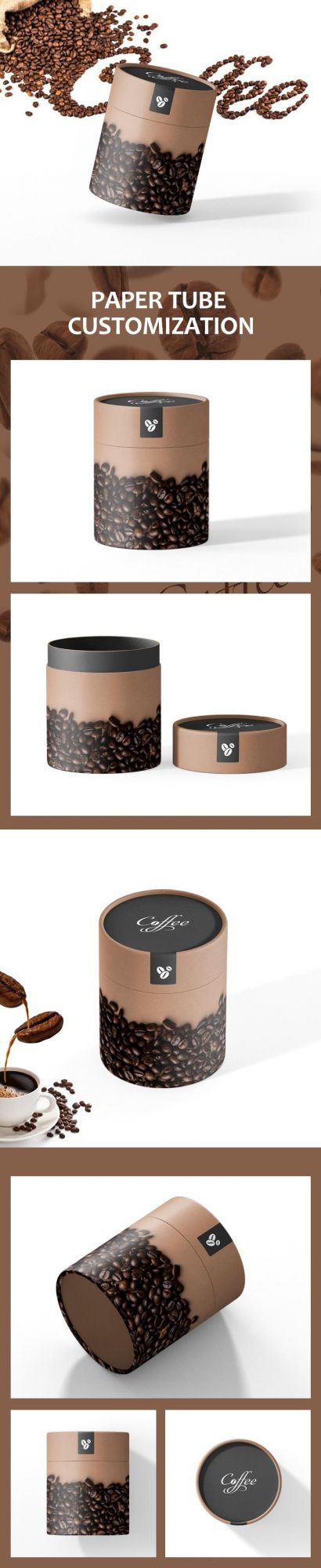 Firstsail Latest Airtight Tea Box Food Grade Coffee Round Containers Paper Tube Christmas Chocolate Aluminum Foil Inside with Silk Handle