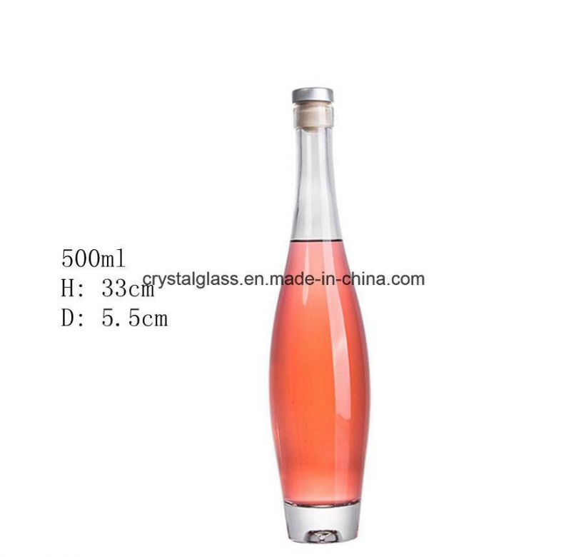 OEM Clear Glass Wine Bottle with Cork Lid 375ml 500ml