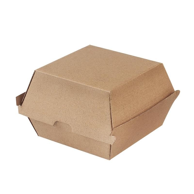 Disposable Kraft Paper Hamburger Container Custom Disposable Burger Packing Paper Box