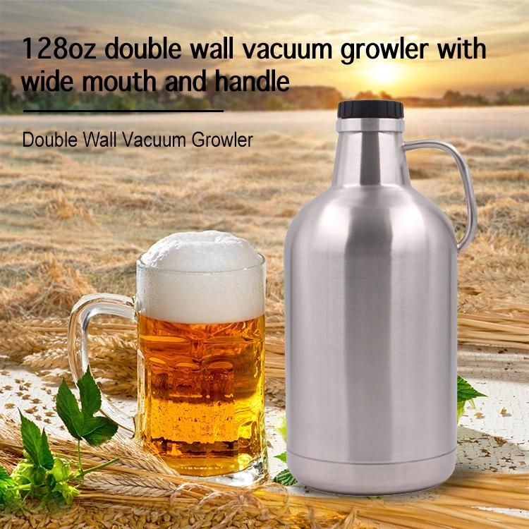 Matte Stainless Black Steel 4L Drink Water Bottle Keg Growler