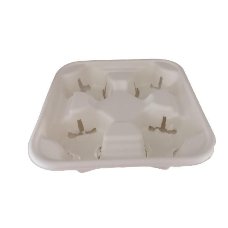Disposable Pulp Paper Cup Carrier Holder Tray for 4 Cups