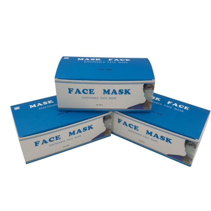 Custom Paper Box Surgical Disposable Face Mask Packaging Foldable Paper Box for Sale