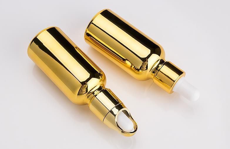 20ml 30ml 50ml 100ml Electroplating Gold Color Serum Essential Oil Glass Dropper Bottle