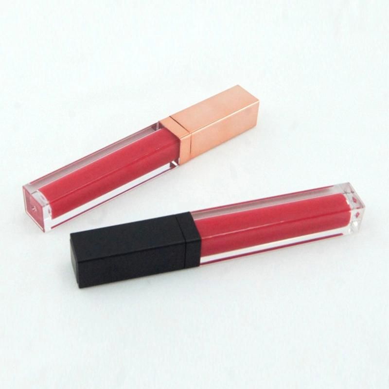 Low MOQ Custom Logo 5ml Luxury Rose Gold Square Lipgloss Packaging Clear Lip Gloss Containers Tube