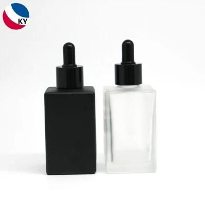 Luxury Black Frosting White Amber Glass Dropper Square Bottles Customized Essential Oil Dropper Bottle for Cosmetic Packaging