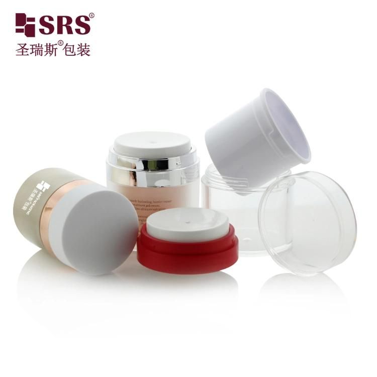 Makeup Foundation Plastic frost Skincare reusable Jar 15g 30g 50g Cosmetic Packaging Face Mask Acrylic Cream Airless jar Dispenser Pump crystal container