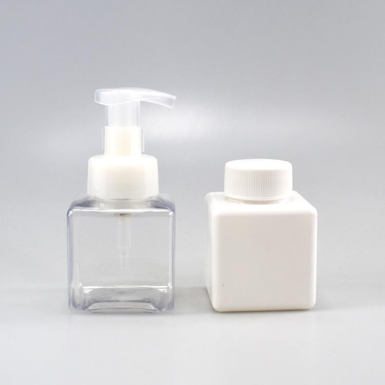 Wholesale 250ml Pet Transparent Flat Bottle Shampoo Shower Lotion Pump Square Plastic Bottle