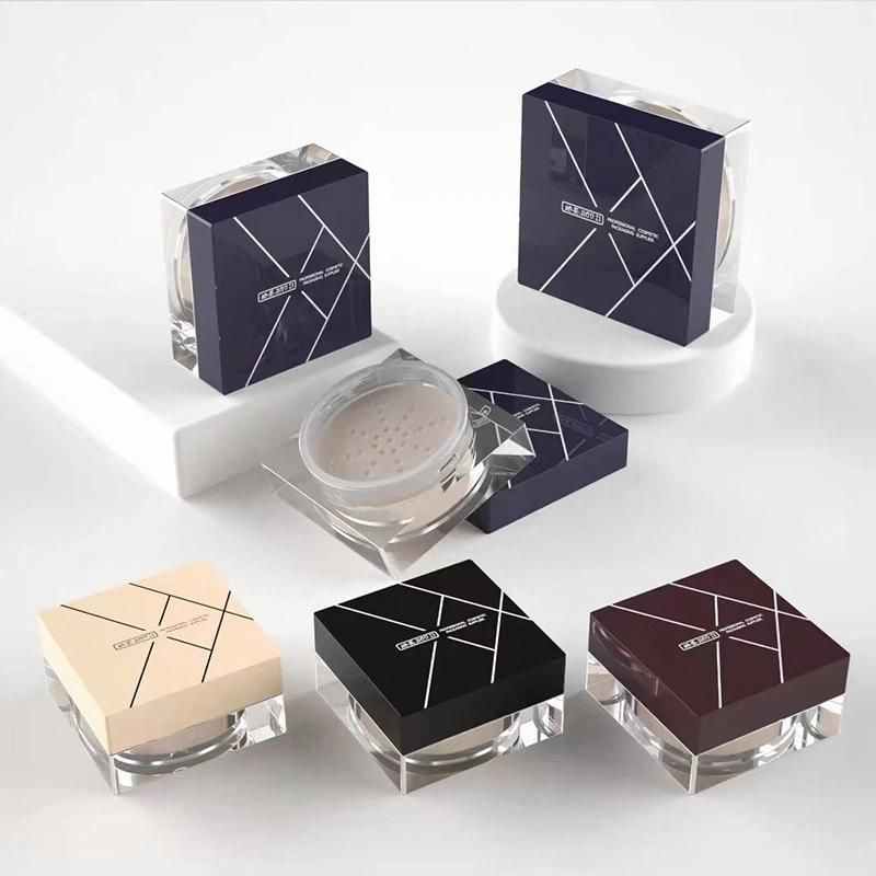 15g, 50g Square Cosmetic Face Loose Powder Compact Puff Box Container Wholesales