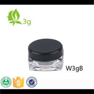 Square 5g Plastic Clear Cream Jar with Black Lid in Stock