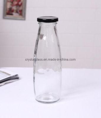 250ml 300ml 500ml 1000ml Clear Empty Glass Fresh Milk Juice Beverage Bottle with Metal Lids
