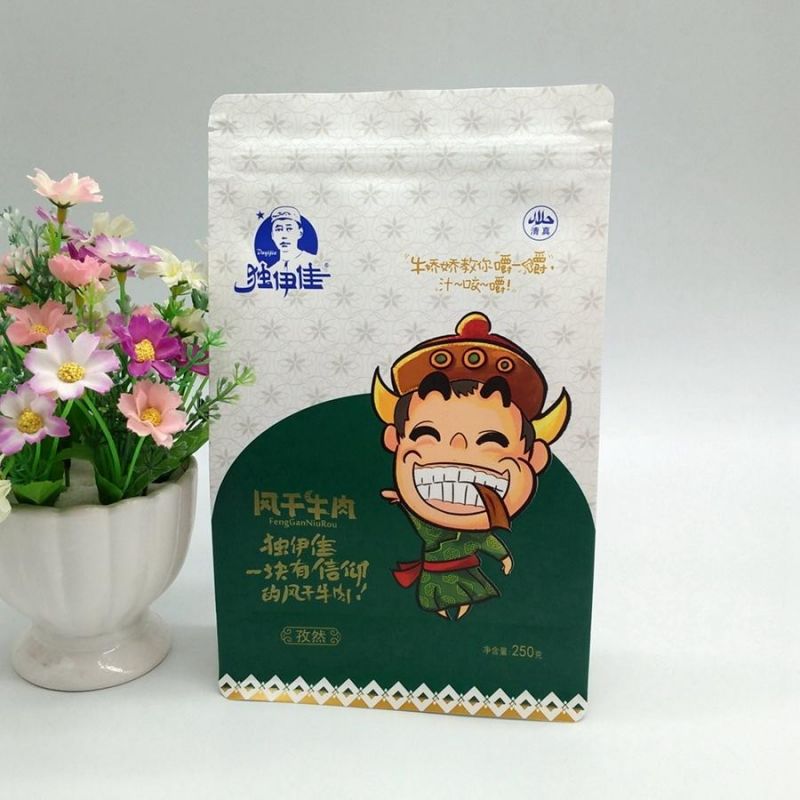 Stand up Kraft Paper Bag with Window Flat Bottom Food Packaging Bag