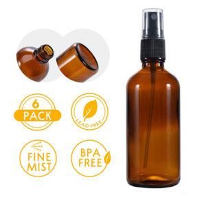Boston Round Glass Bottles, with Black Fine Mist Sprayers, Clear Empty Essential Oil Bottle for Cosmetic