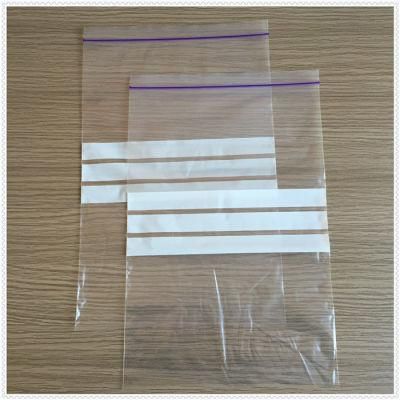 Wholesale Transparent Custom Zipper Bag with 3 White Strips Printing Writable